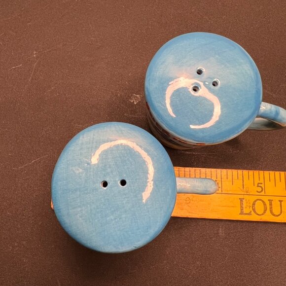 Puerto Rico Ceramic Cup Salt & Pepper Shaker Set Tropical Beach Scene Design - Picture 7 of 12